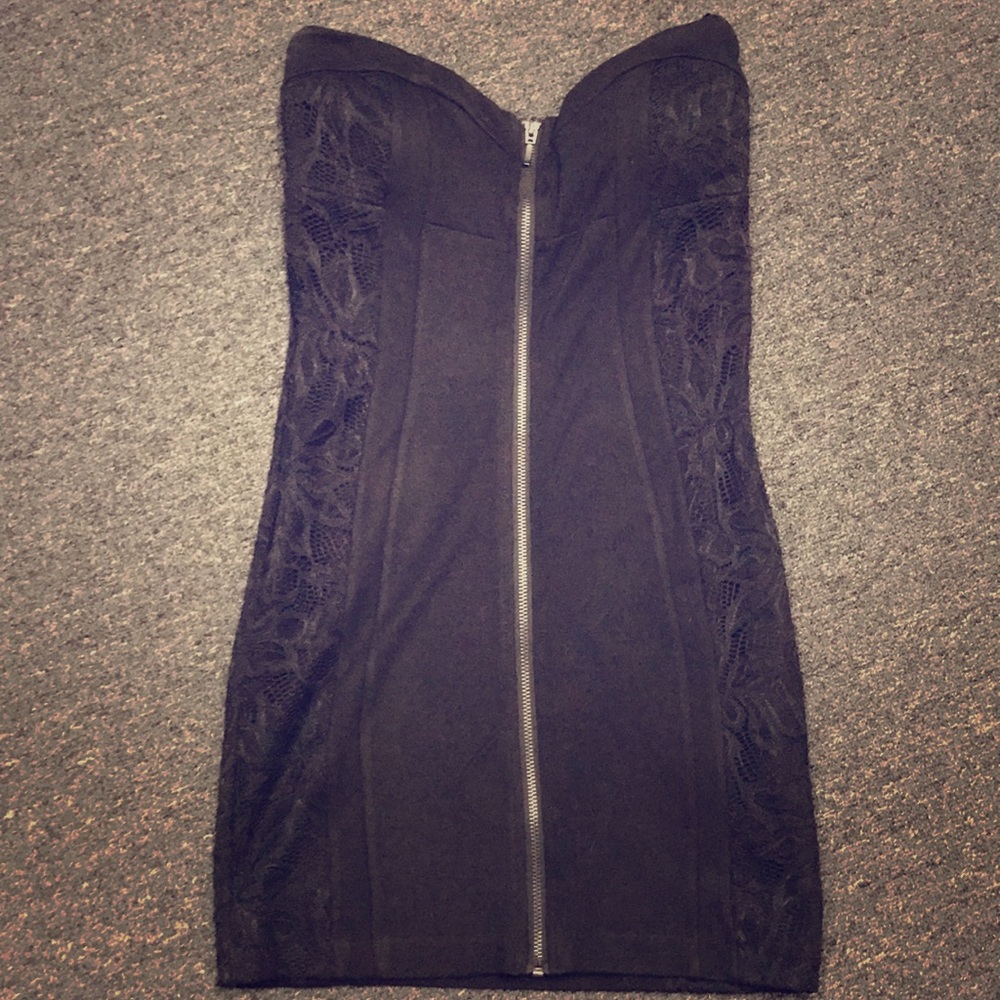 Bebe Black Strapless Mini Dress